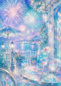 Purple Pastel Fireworks Terrace