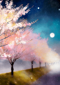 Beautiful night cherry blossoms#1451