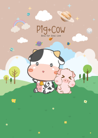 หมูอ้วน&วัวน้อย วันชิวๆ สีน้ำตาล