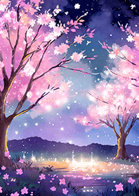 Beautiful night cherry blossoms#628