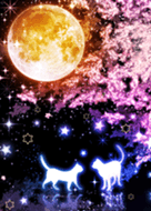 Moonlit Night Cherry Tree And Cat 2 Line Theme Line Store