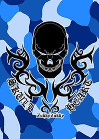 SKULL HEART2 CAMOUFLAGE BLUE