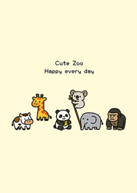 可愛的簡約動物園(淡黃色)
