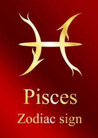 -Pisces Gold Red symbol mark-