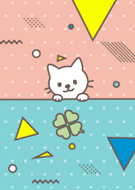 80s/幸せの四葉を見つめる猫／ブルーミント