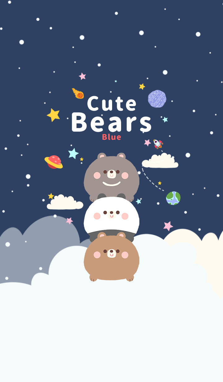 misty cat-Cute Bears Galaxy blue