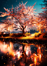 Beautiful night cherry blossoms#1228