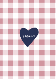 Dull pink check and hearts.