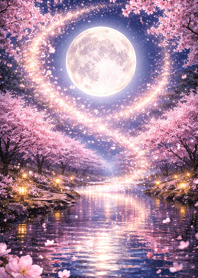 Moonlit Cherry Path | Shining Water