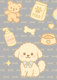 Puppies and items on white