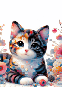 Floral Feline: A Mosaic of Whimsy