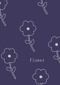 シンプル　flower ネイビー