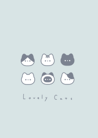 6 cats (line filled)/ light blue WH.