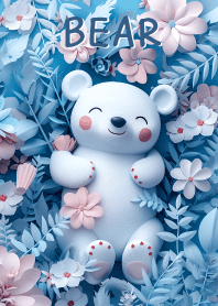 Cute white bear with flowers