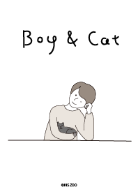 Boy and cats