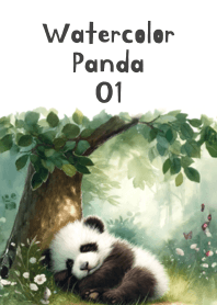 Cute Baby Panda in Watercolor 01