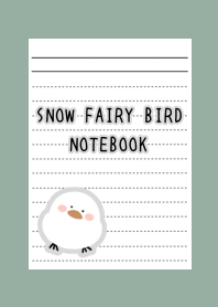 SNOW FAIRY BIRD NOTEBOOK-DUSTY GREENj