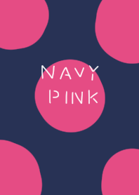 Large navy and pink polka dots.