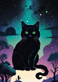 A cat gazing at the starry sky e8E315