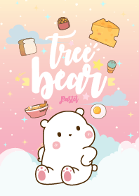 Bear Love Eating Pink Pastel