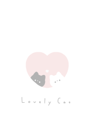 Pair Cats in Heart/ pink white