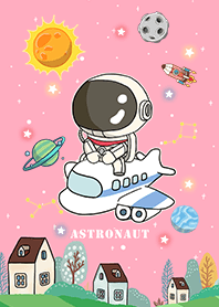Cute Astronaut/Travel by Plane/pink