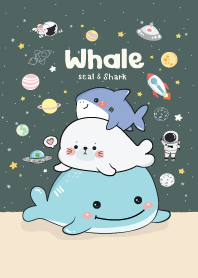 Whale Cute Seal & Shark : Night Green