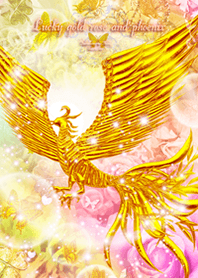 Lucky gold phoenix  and  Rainbow rose