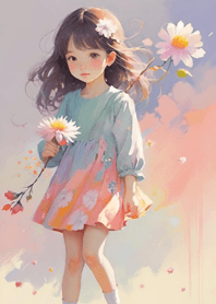 Little girl and dog   aFE466