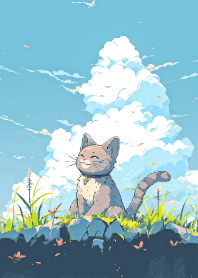草地的貓咪