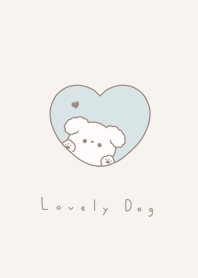 小狗和心 / light blue beige