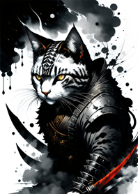 Ink wash cat samurai 3F88dD