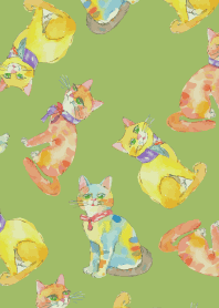 cat playing tricks2 on moss green