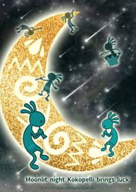 Moonlit night Kokopelli brings luck
