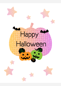 ハロウィン 南瓜とコウモリ 白