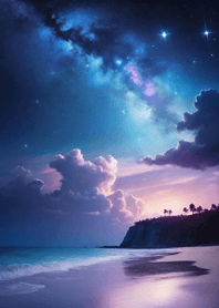 Night by the sea starlit sky moon AE4d