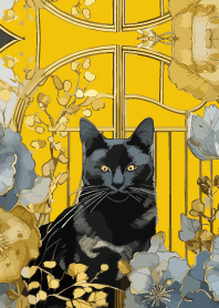 Black Cat Door on yellow JP