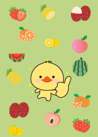 Cute Duck And Fruit