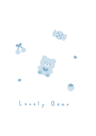 Bear and items(pattern)/aqua wh
