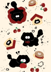 Cat holding an apple