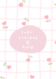 Yuru checked & tulip(pink)