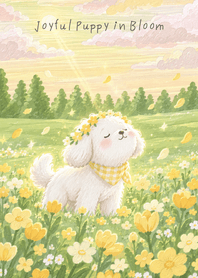 Joyful Puppy in Bloom