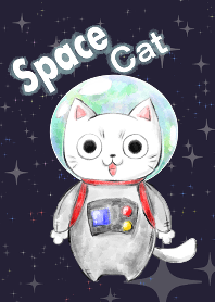 Watercolor touch-Space Cat-