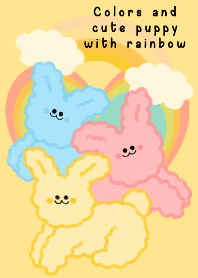 Colors and cute puppy with rainbow