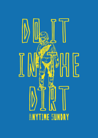 off-road bike blue x yellow. in the dirt
