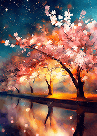 Beautiful night cherry blossoms#2903