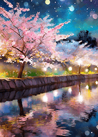 Beautiful night cherry blossoms#882