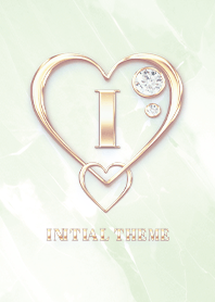 【 I 】 Heart Charm & Initial - Green