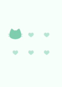 cute cat&heart.(emerald green)