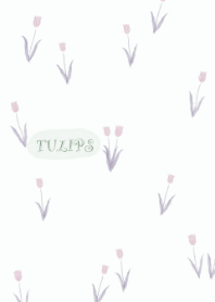 Watercolor Tulips-Light blue Dull purple